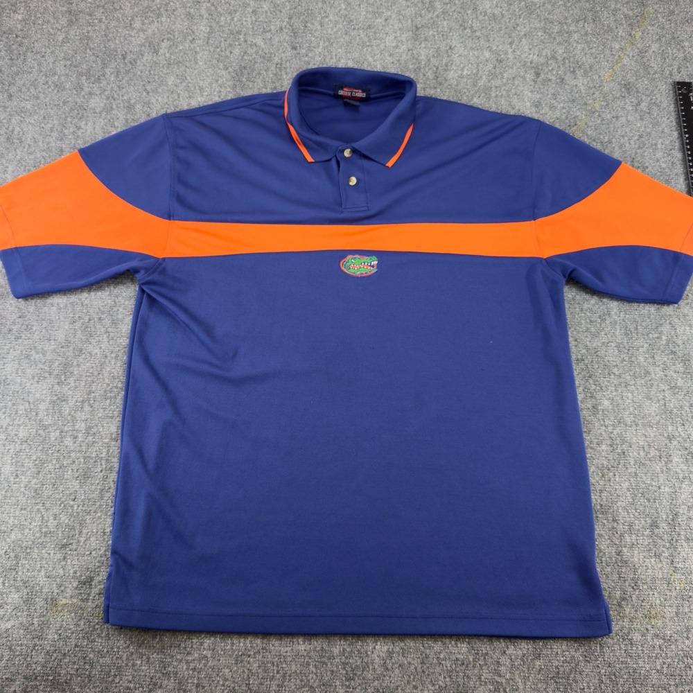 Vintage College Classics Florida Gators Polo Shirt Blue Orange Size XL